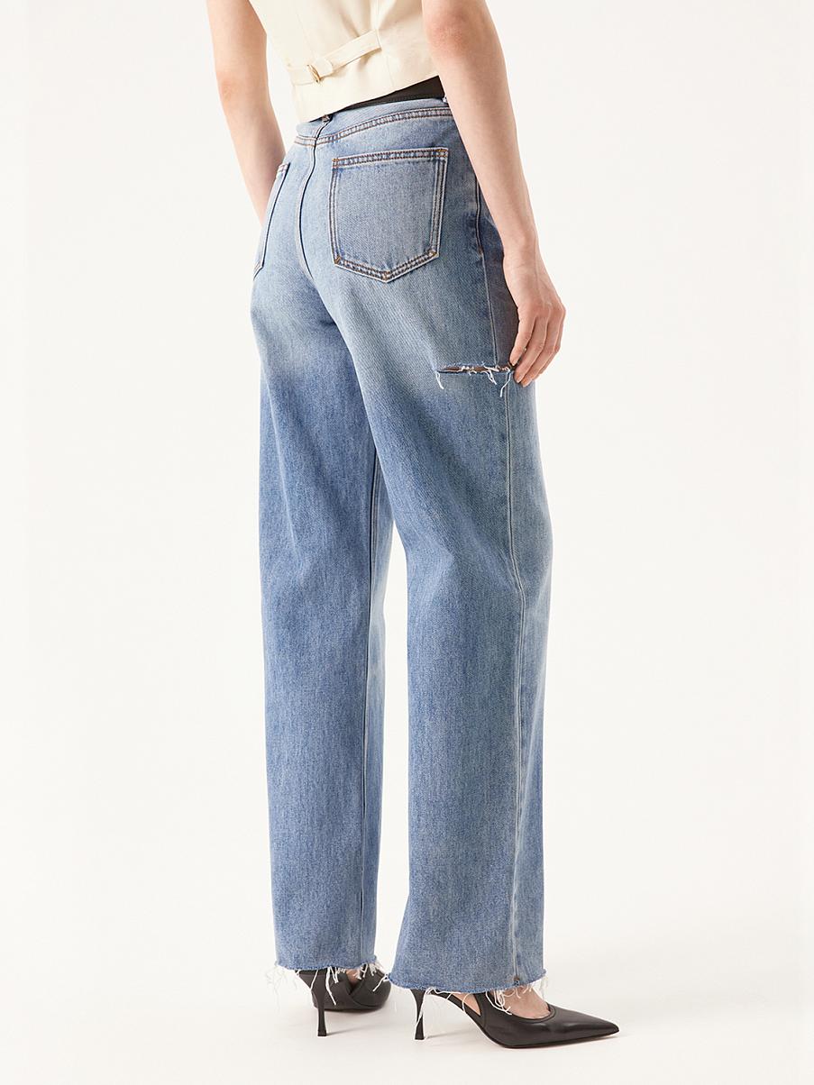Прямые джинсы с необработанным краем