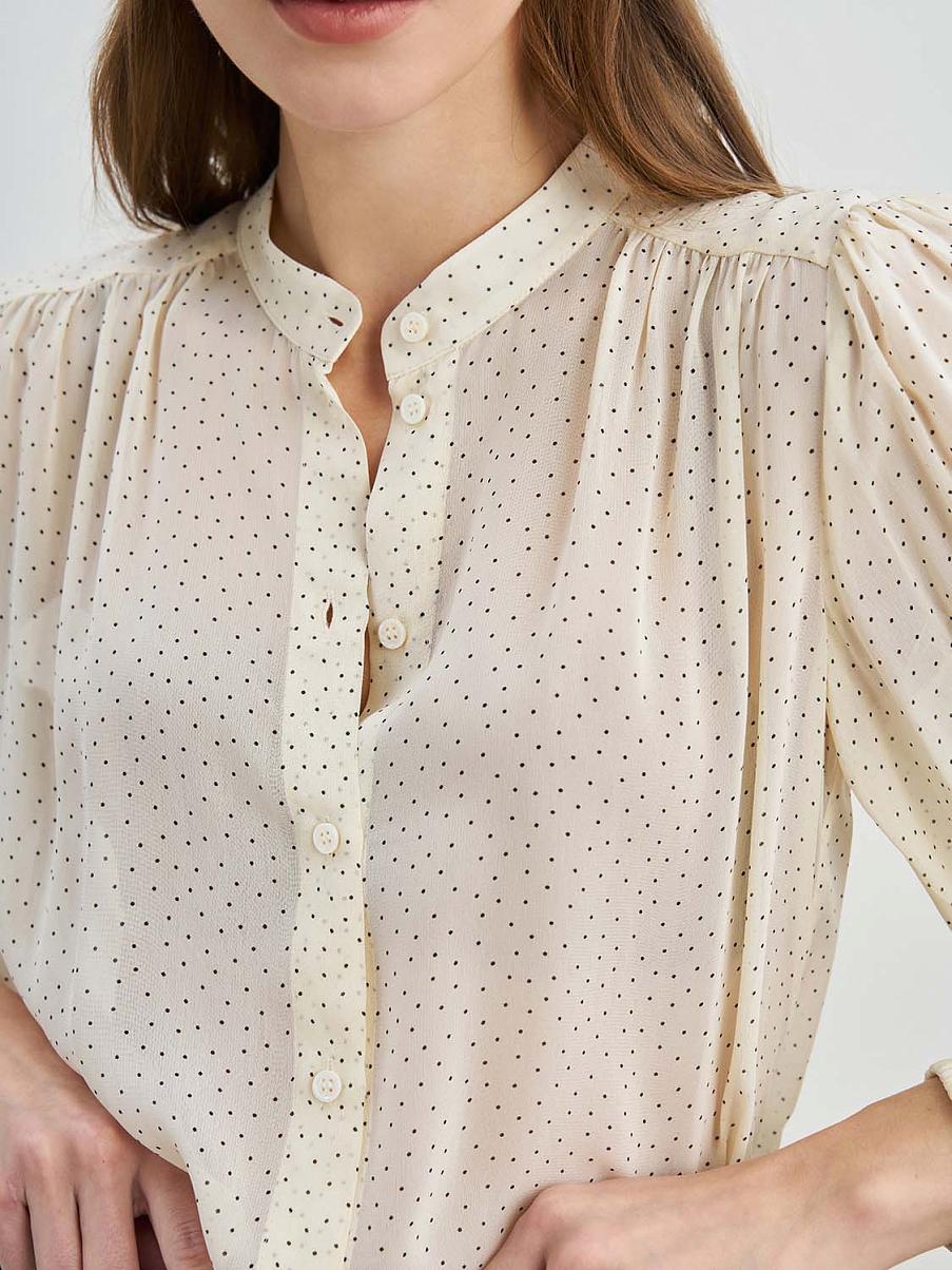 Блуза свободного кроя с узором в горошек