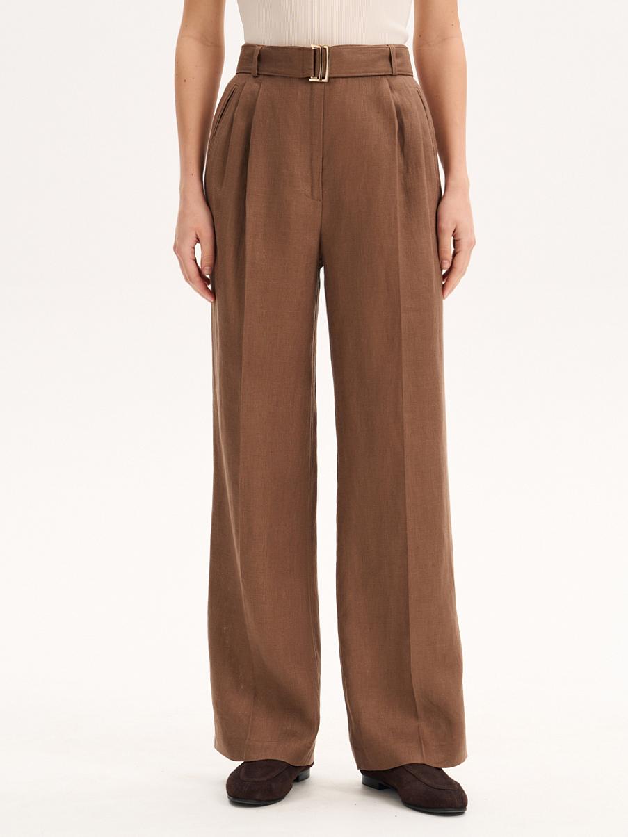 Брюки льняные с защипами