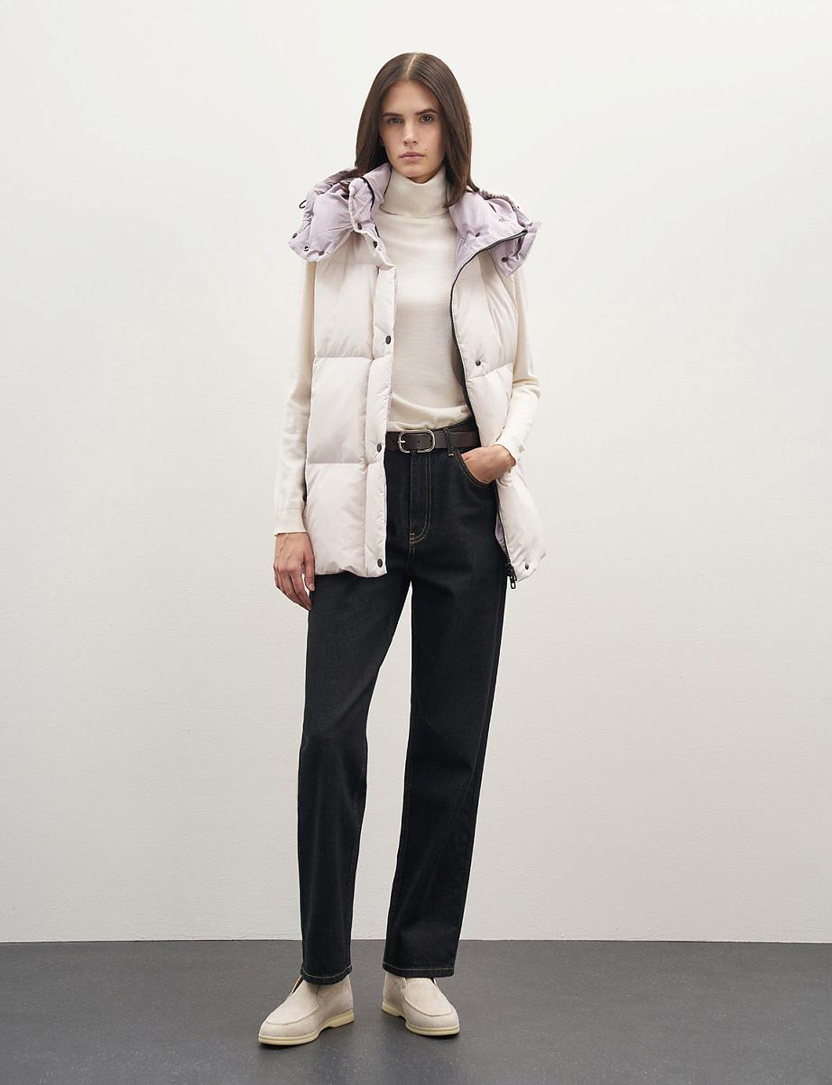 Удлиненная жилетка из пуха и пера утки