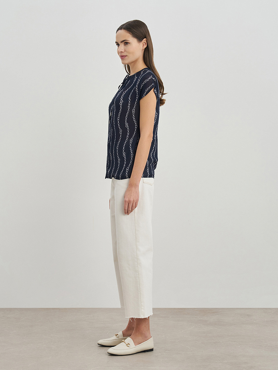 Блуза свободного кроя с коротким рукавом