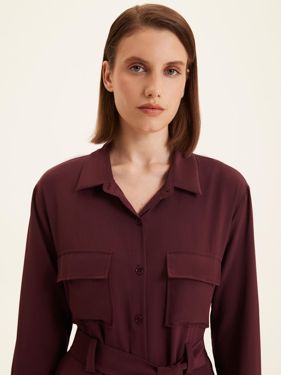 Шелковое платье рубашечного кроя