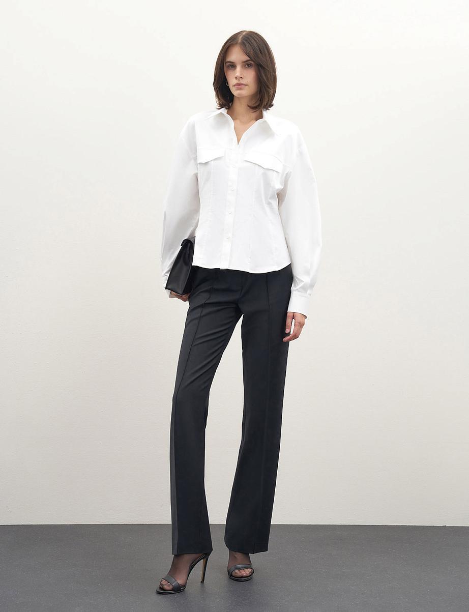 Хлопковая рубашка с объемными рукавами