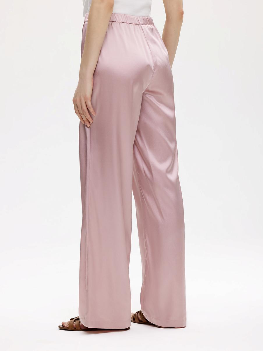 Шелковые брюки палаццо в пижамном стиле