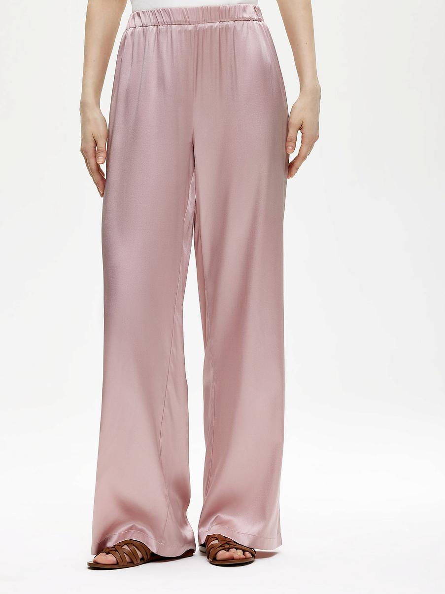 Шелковые брюки палаццо в пижамном стиле