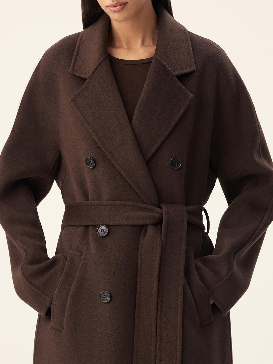 Двубортное пальто из шерсти мериноса и кашемира
