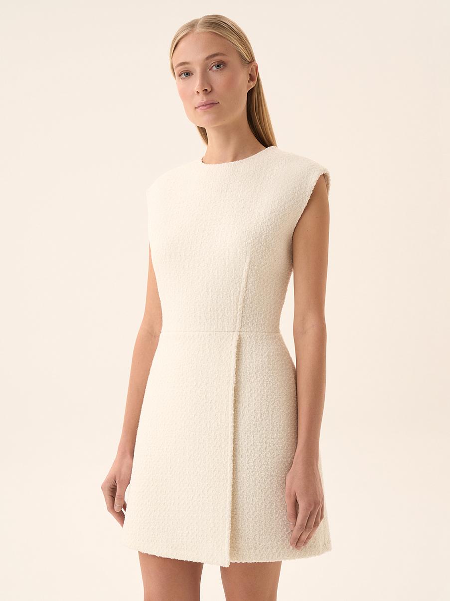 Платье с декоративным запахом из ткани букле