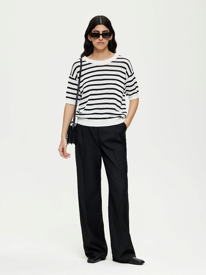 LSSM-070043 Трикотажная блуза (белый, M)