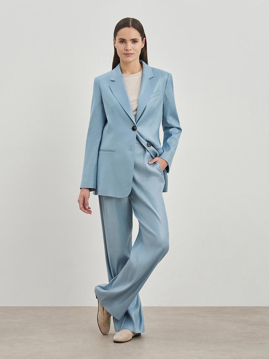 Прямой однобортный жакет со льном