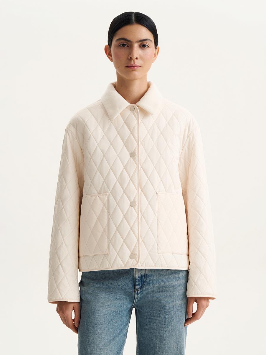 Куртка стеганая с воротником из шерсти