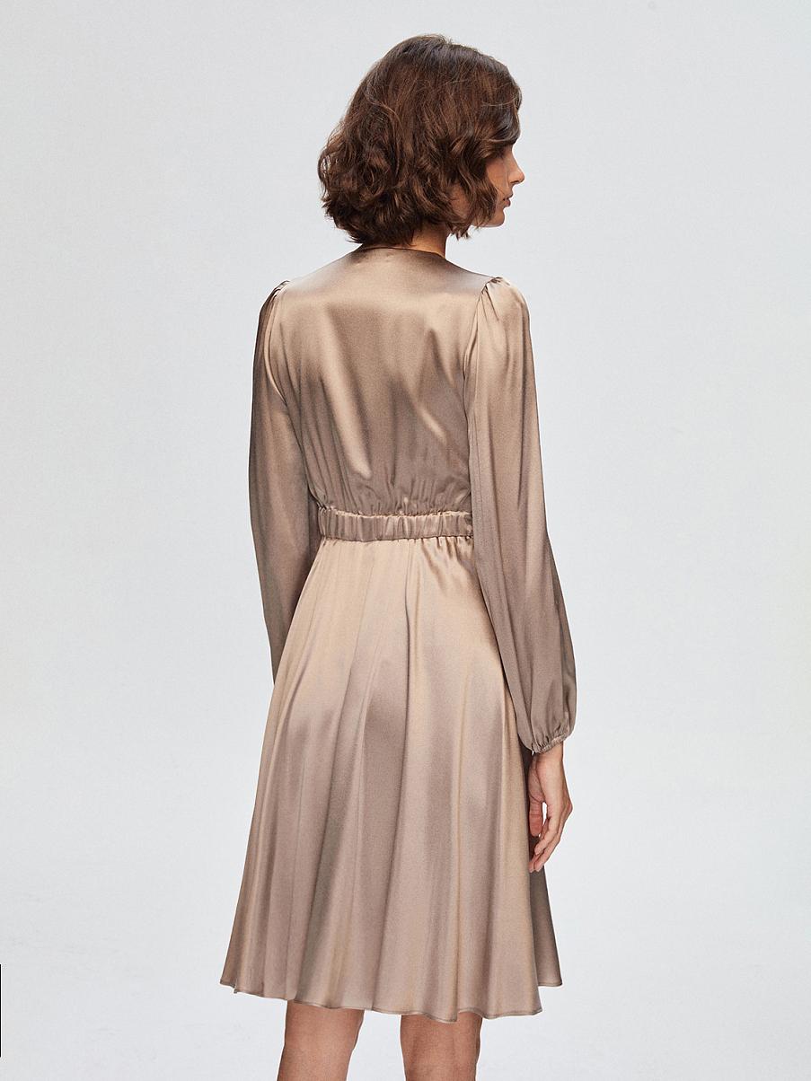 Шелковое платье мини с длинными рукавами