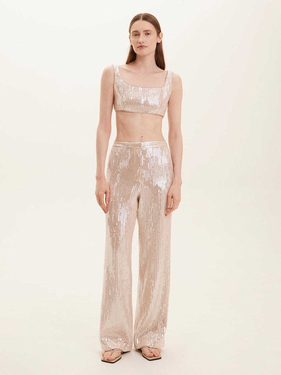 Прямые брюки расшитые пайетками