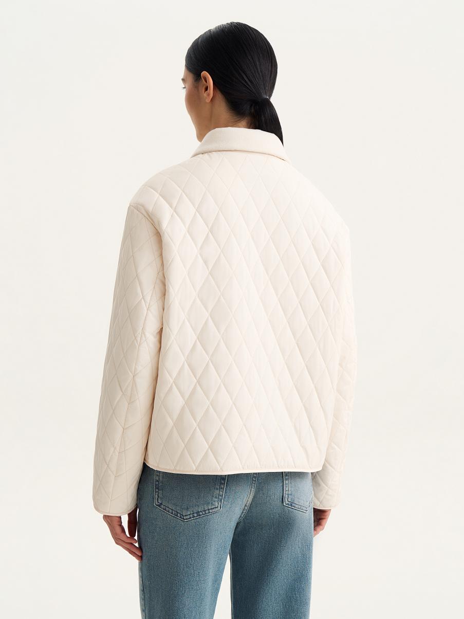 Куртка стеганая с воротником из шерсти