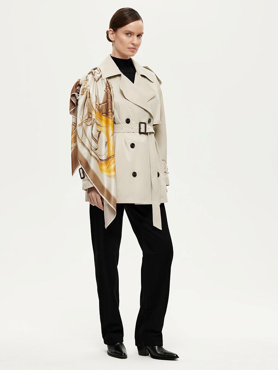 Укороченный хлопковый тренч с поясом