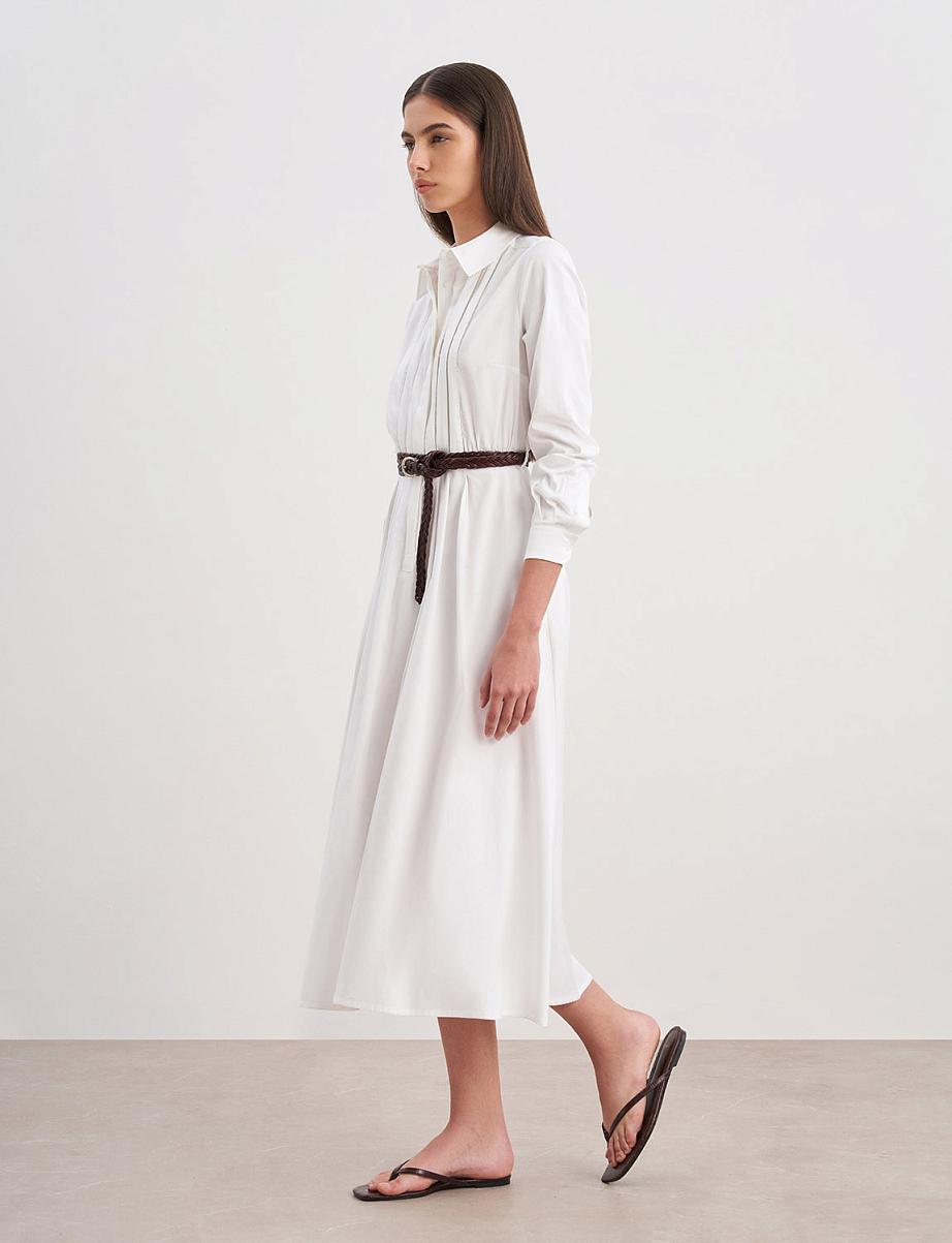 Платье из хлопка рубашечного кроя с поясом