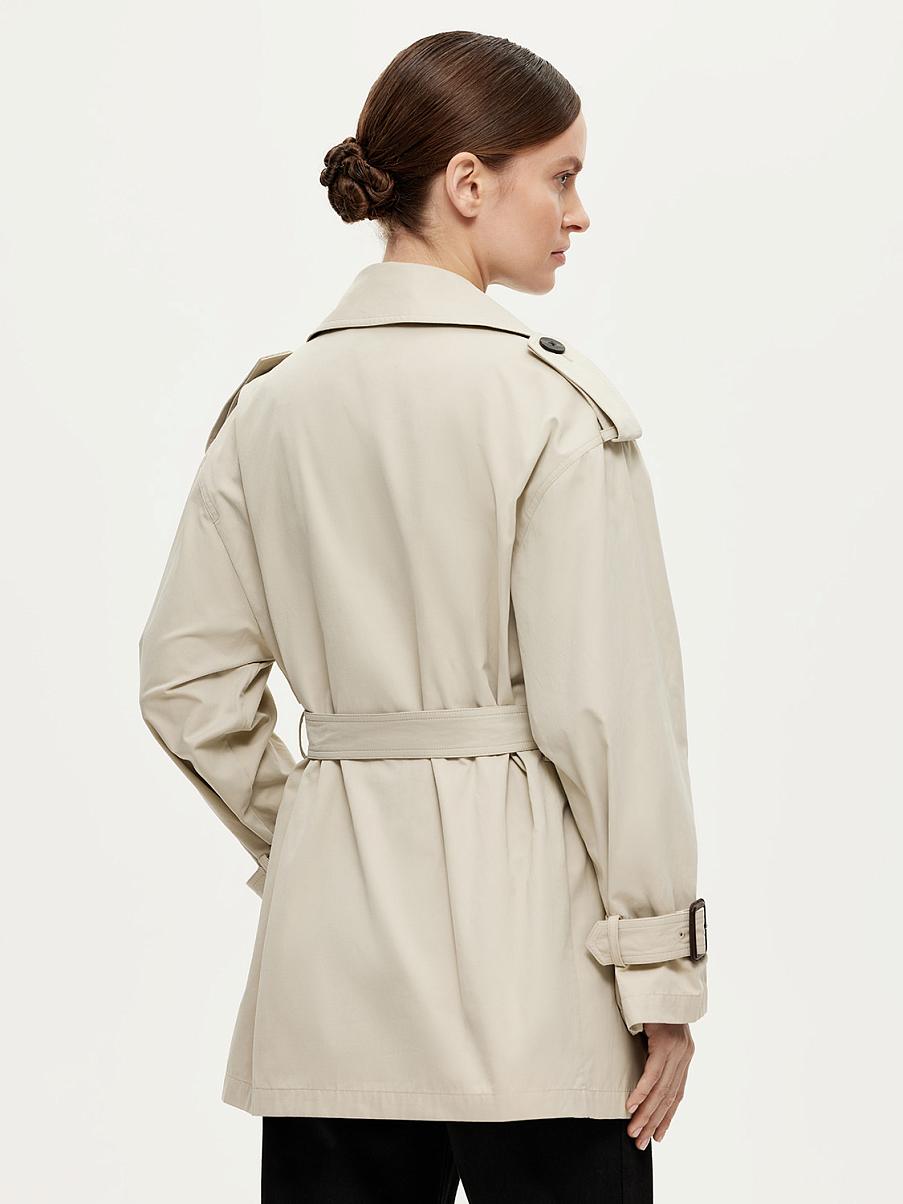 Укороченный хлопковый тренч с поясом