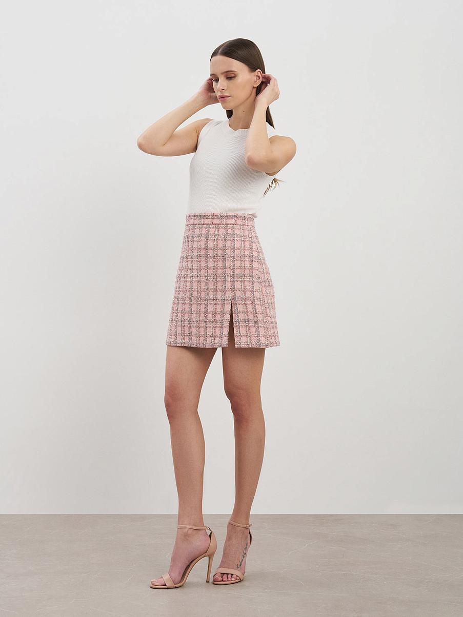 Твидовая юбка мини с разрезом