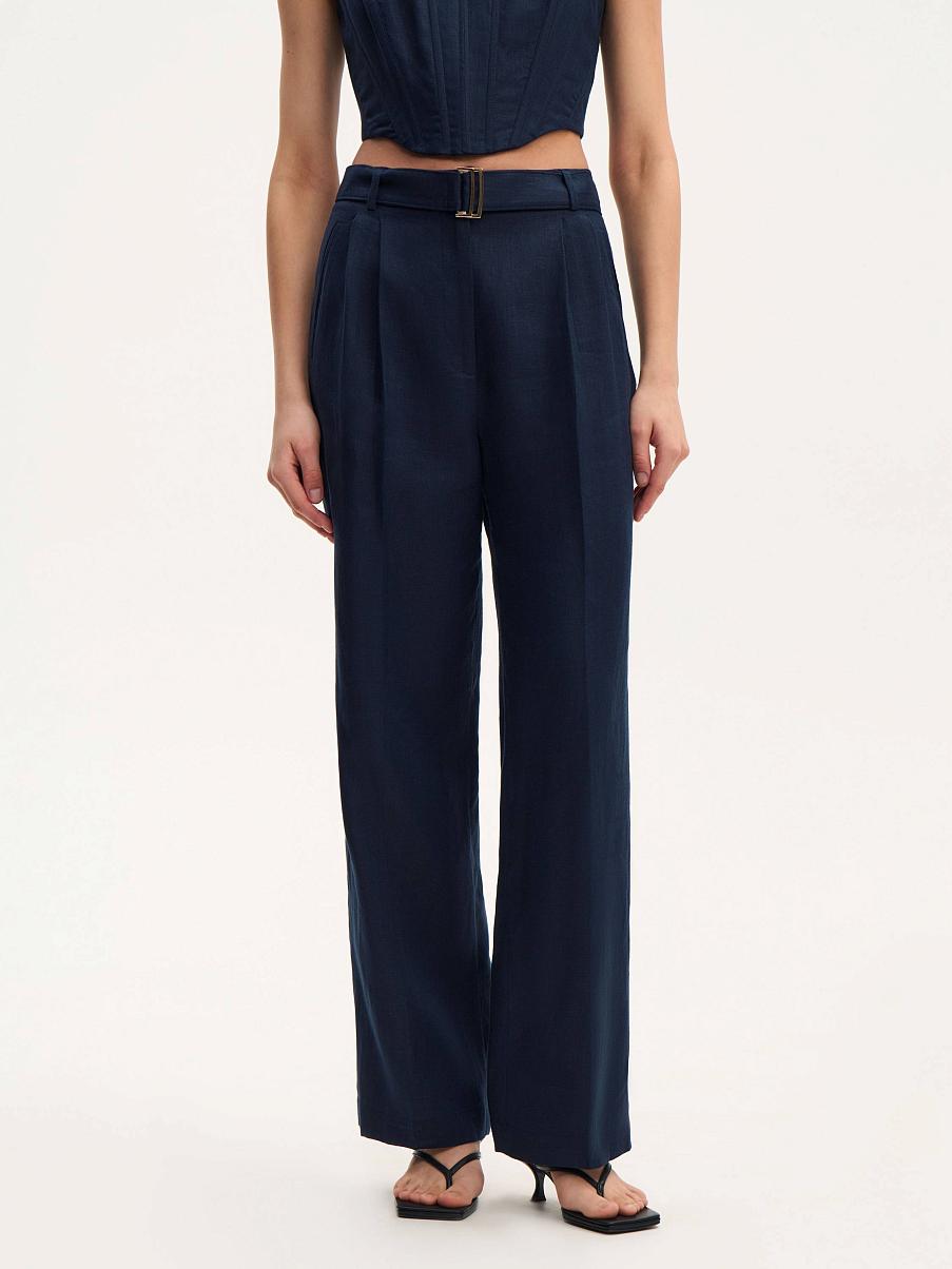 Брюки льняные с защипами