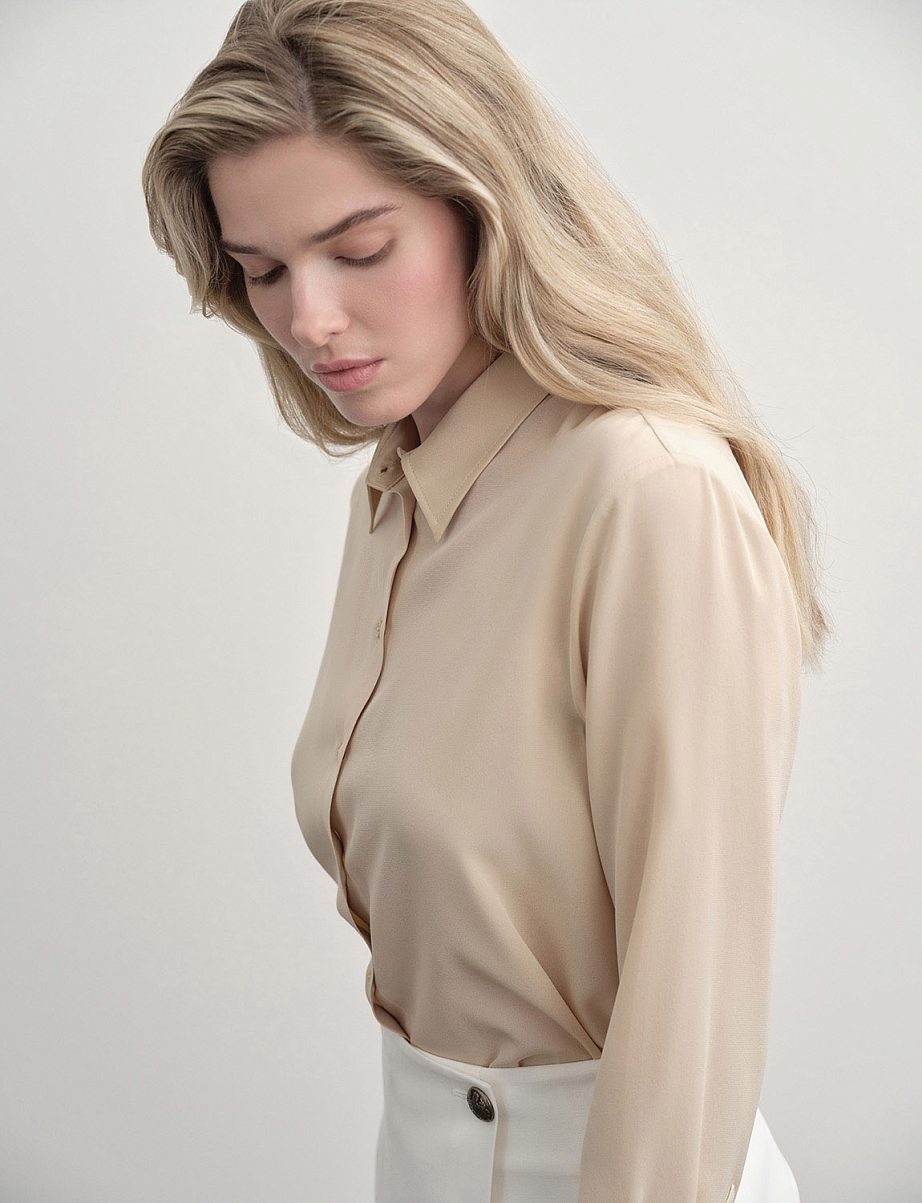 Шелковая рубашка прямого кроя