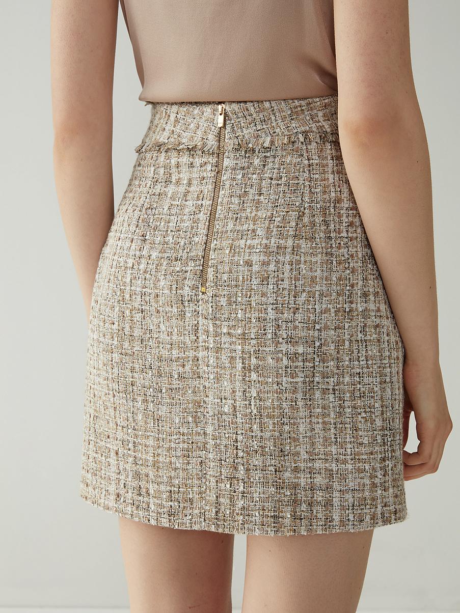 Твидовая юбка мини с бахромой