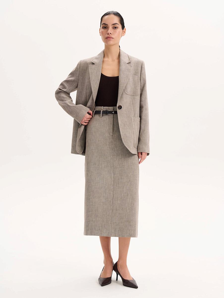 Юбка льняная миди