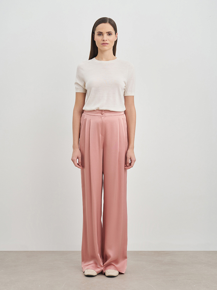 Атласные брюки-палаццо