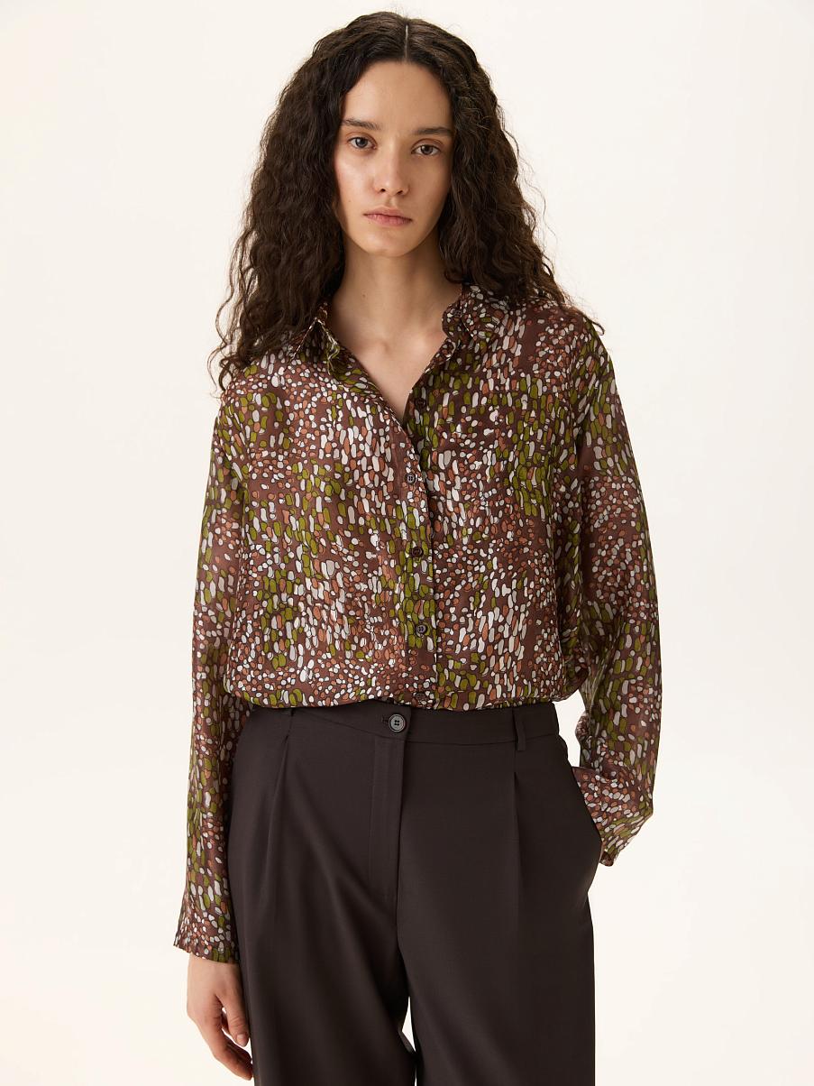 Шелковая рубашка свободного кроя