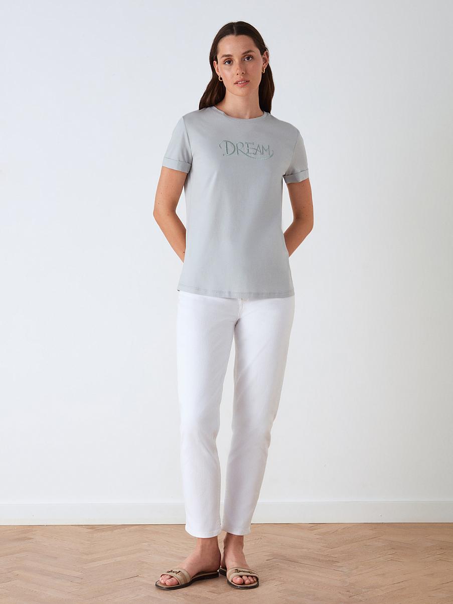 Хлопковая футболка полуприталенного кроя с принтом