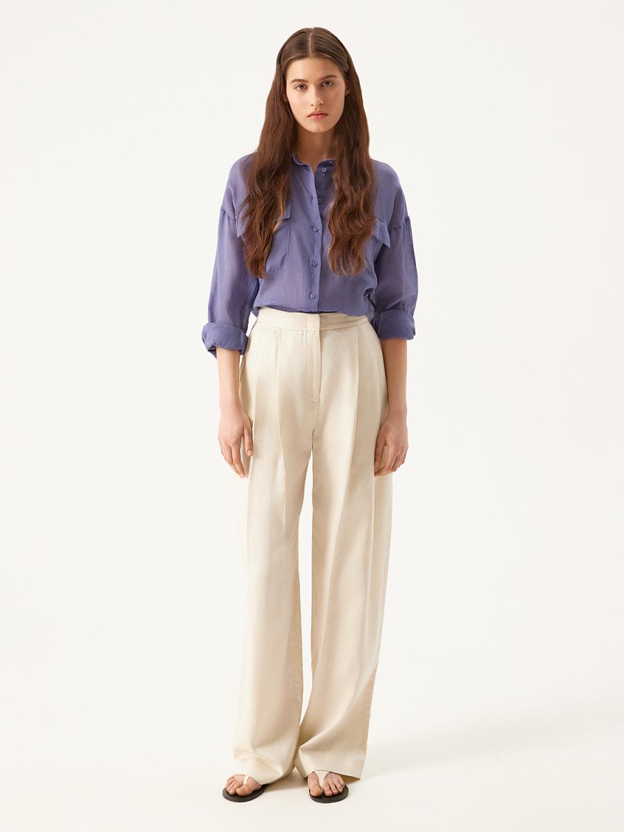 Рубашка из рами льна с карманами