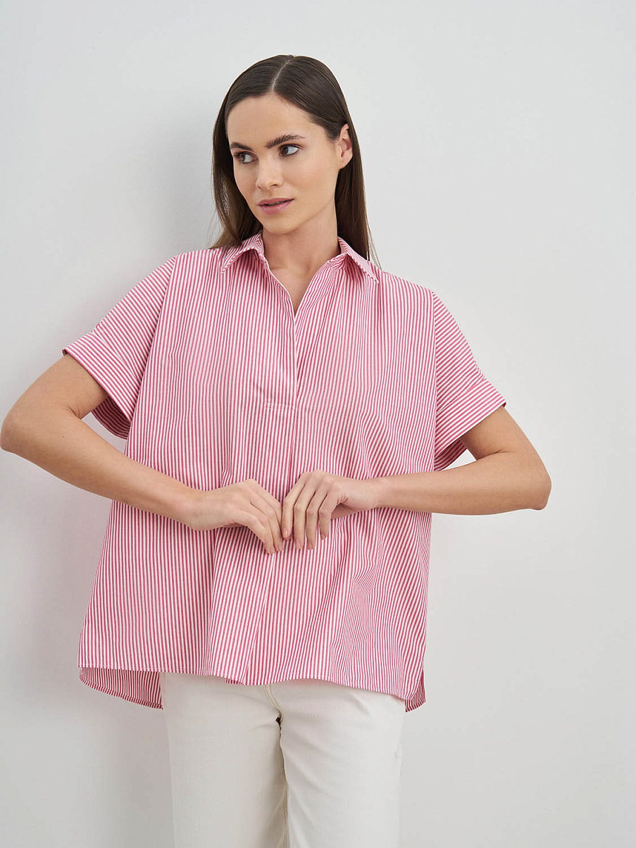 Хлопковая рубашка оверсайз в полоску