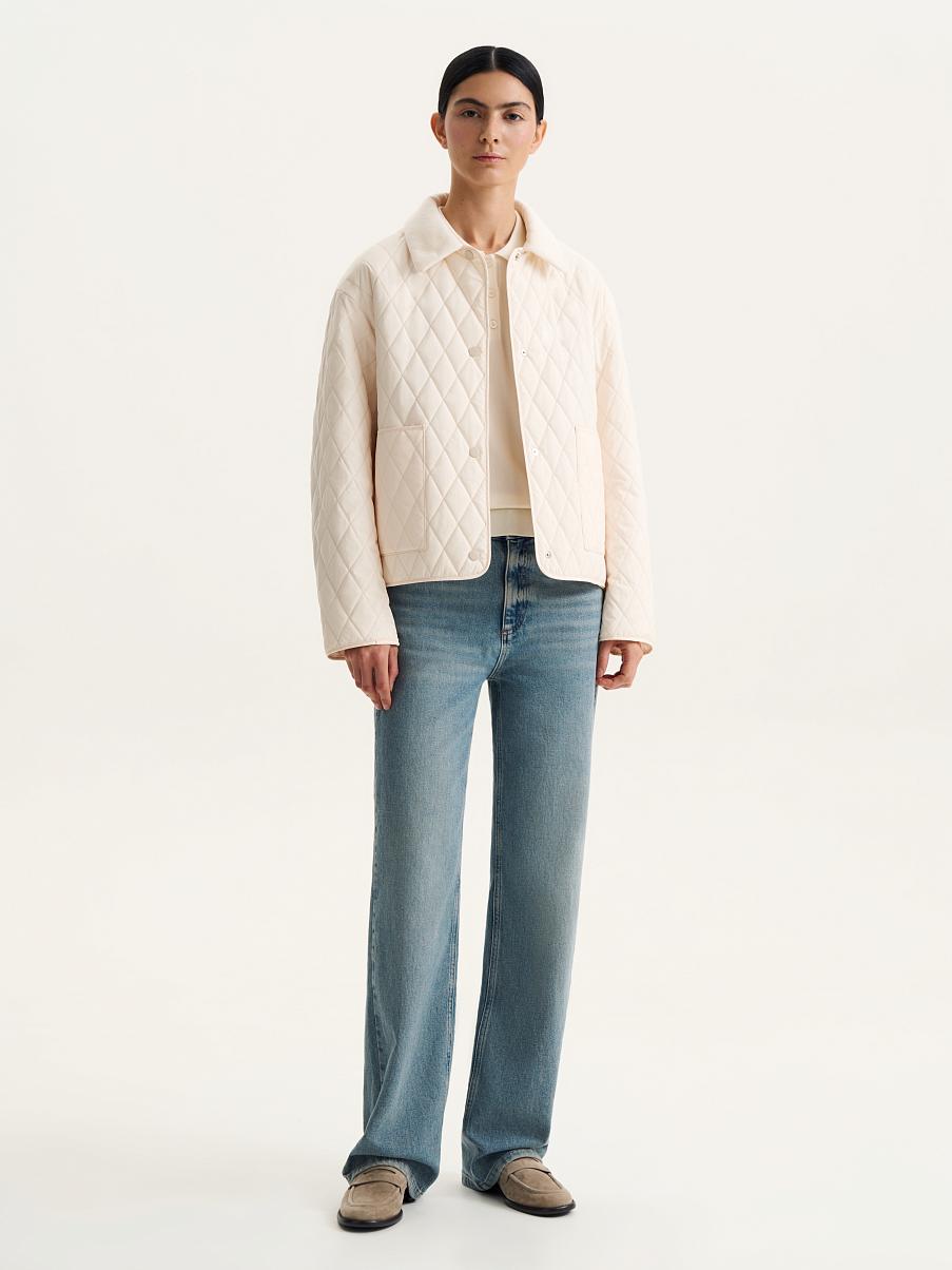 Куртка стеганая с воротником из шерсти