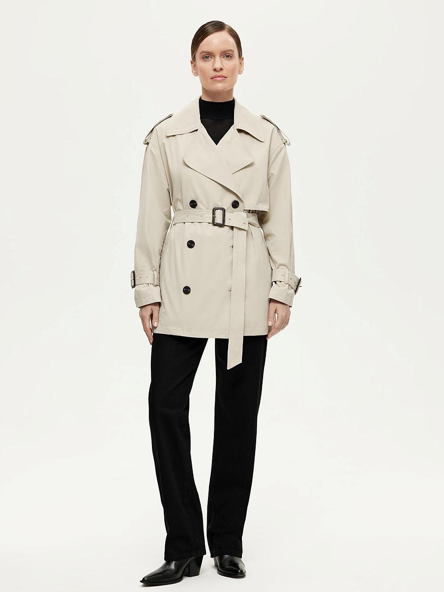 Укороченный хлопковый тренч с поясом