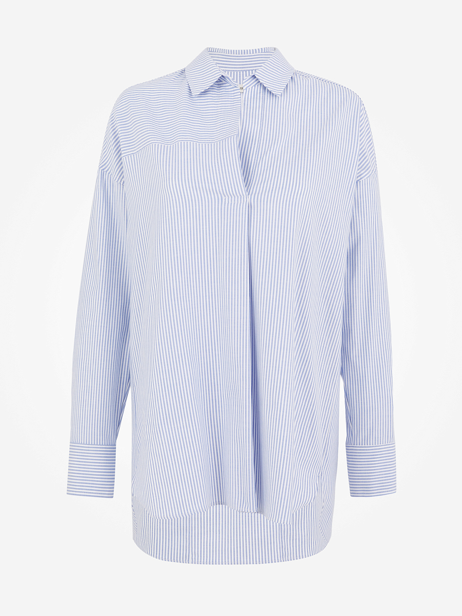 Асимметричная рубашка оверсайз из хлопка в полоску