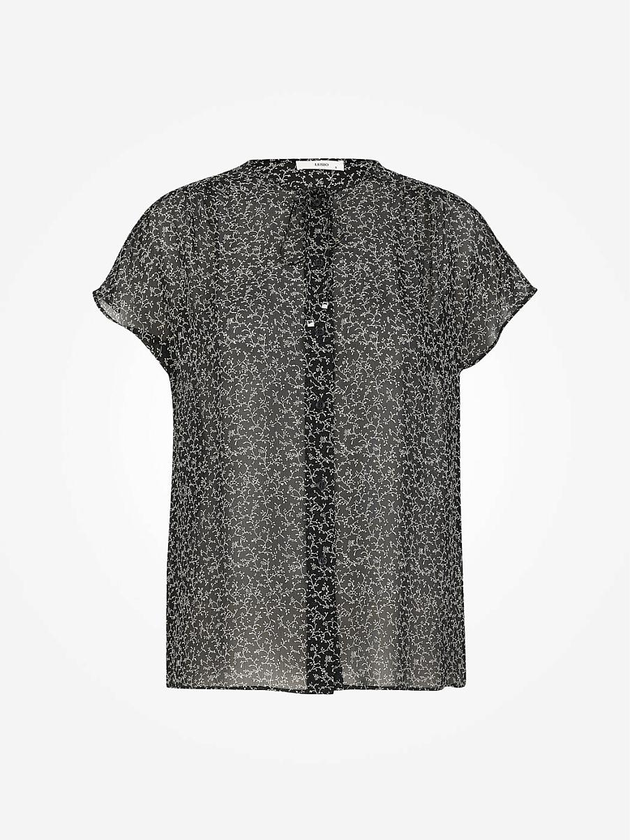 Блуза с коротким рукавом и цветочным узором