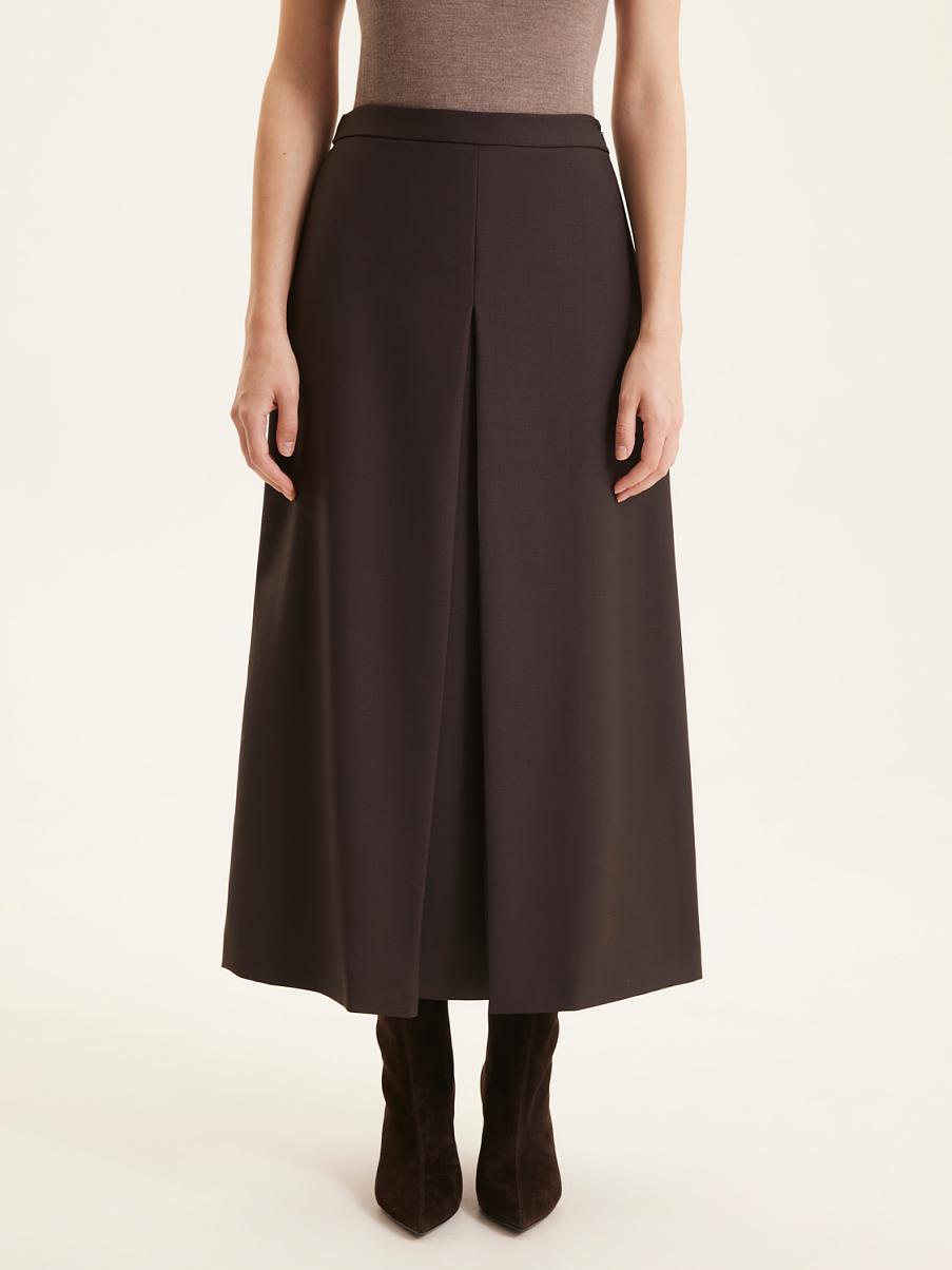 Юбка миди из шерсти со складкой