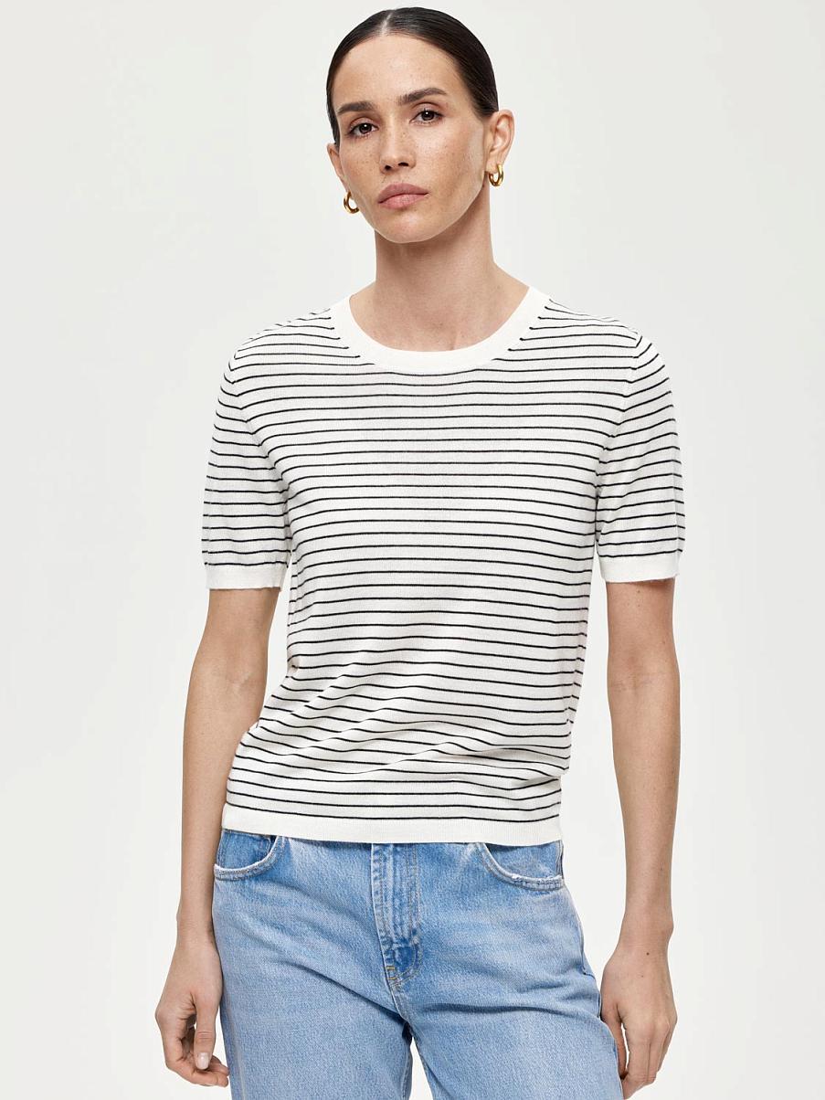 Футболка в полоску с шерстью мериноса и шелком