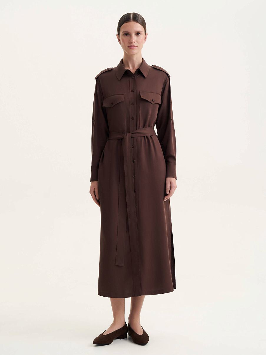 Платье миди с поясом