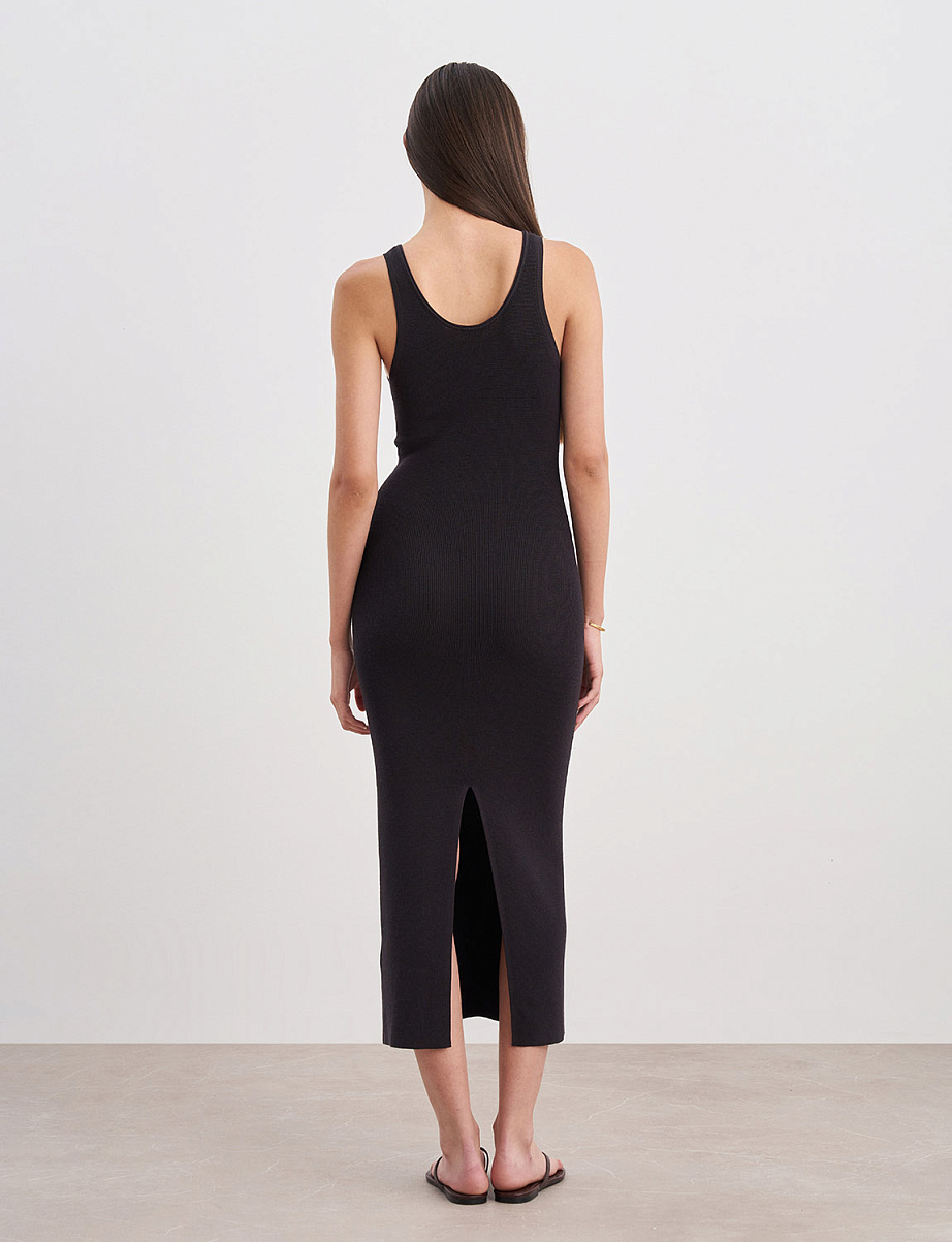 Облегающее платье в рубчик с шелком