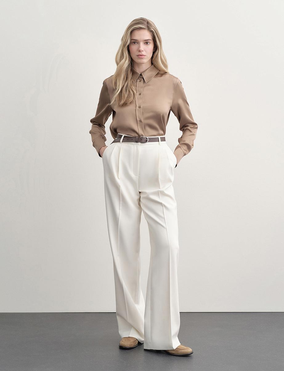 Атласная рубашка прямого кроя