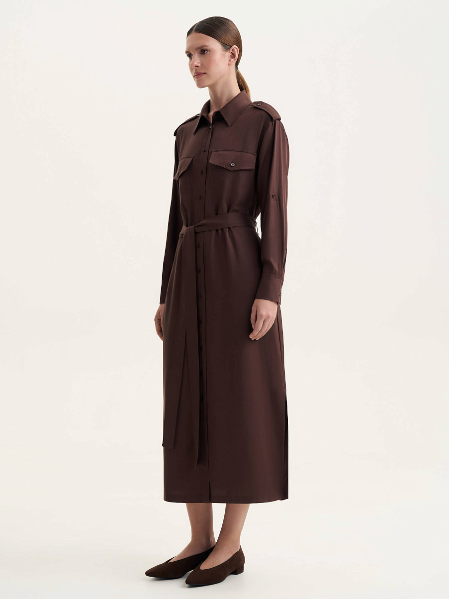 Платье миди с поясом