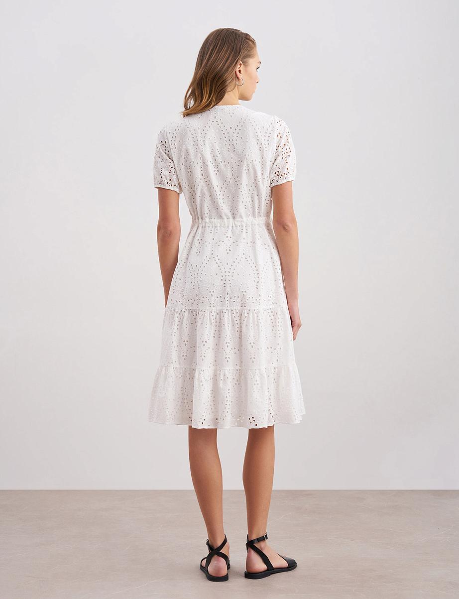 Платье мини из хлопка с кружевом