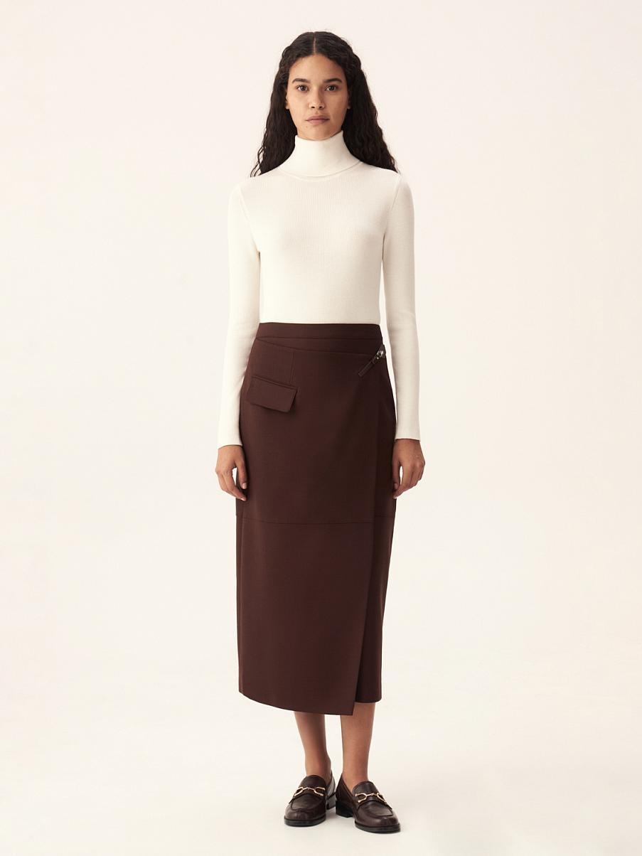 Юбка миди из шерсти на запах