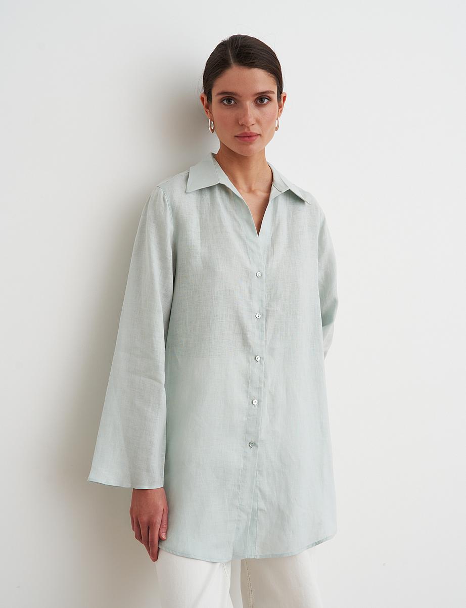 Удлиненная рубашка изо льна