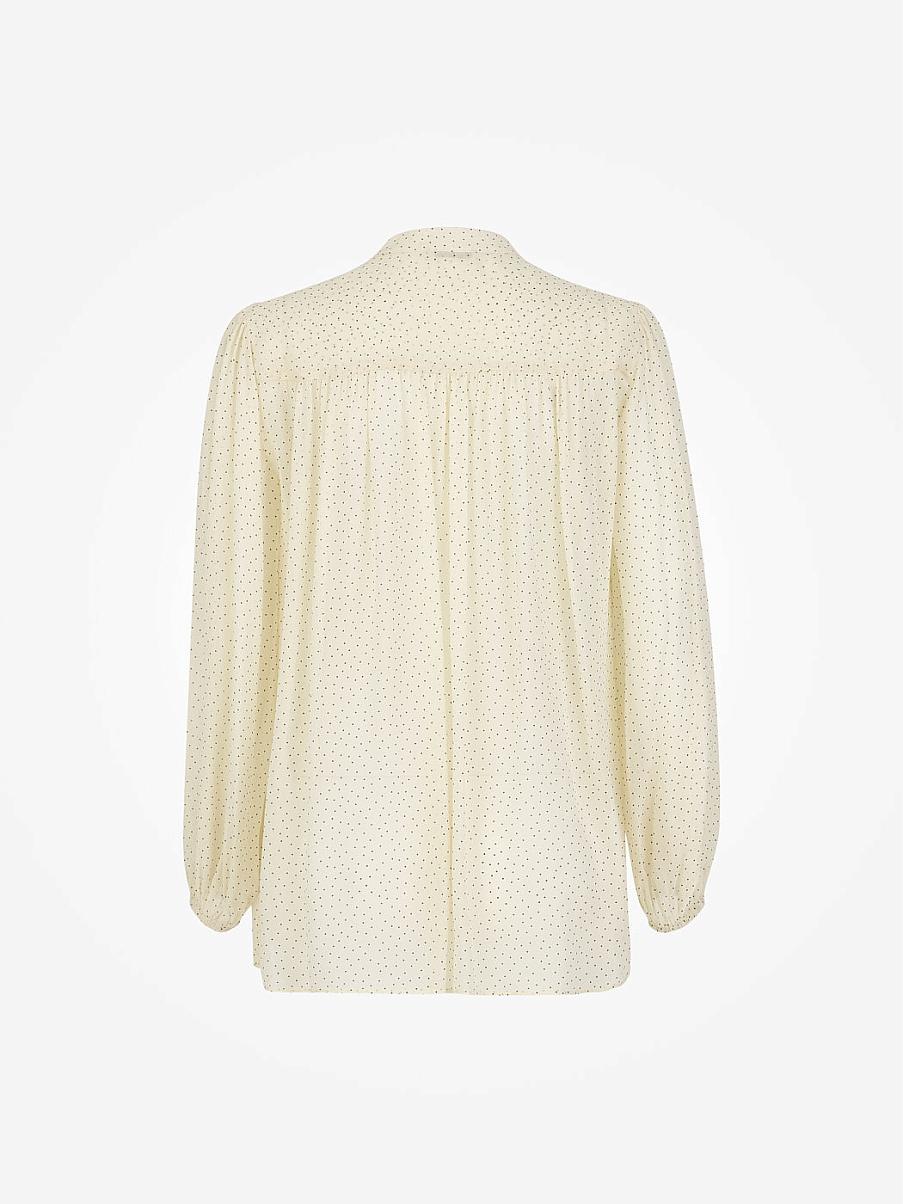 Блуза свободного кроя с узором в горошек