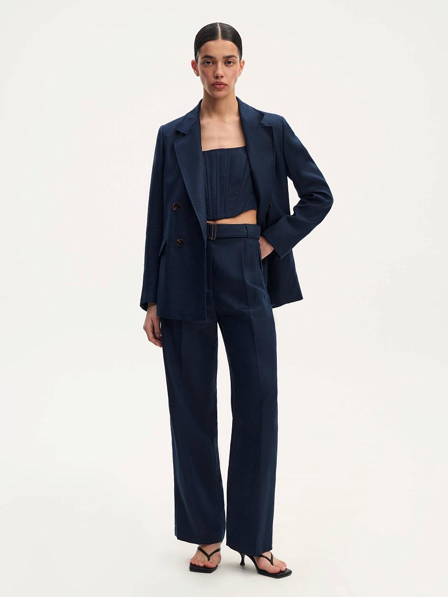 Брюки льняные с защипами