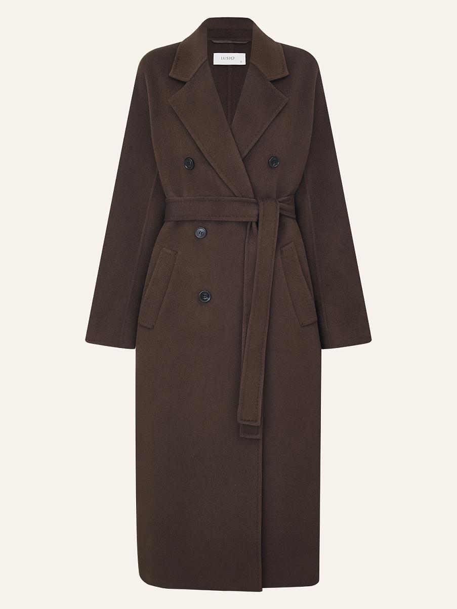 Двубортное пальто из шерсти мериноса и кашемира