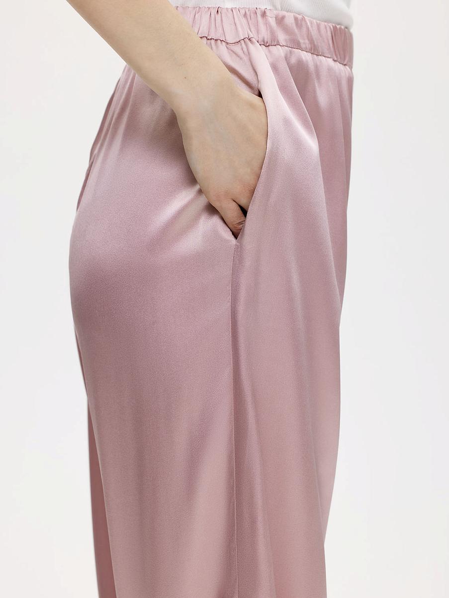 Шелковые брюки палаццо в пижамном стиле