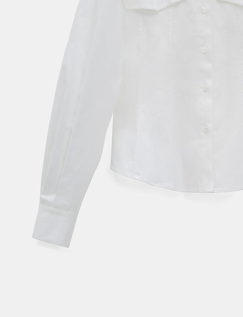 Хлопковая рубашка с объемными рукавами