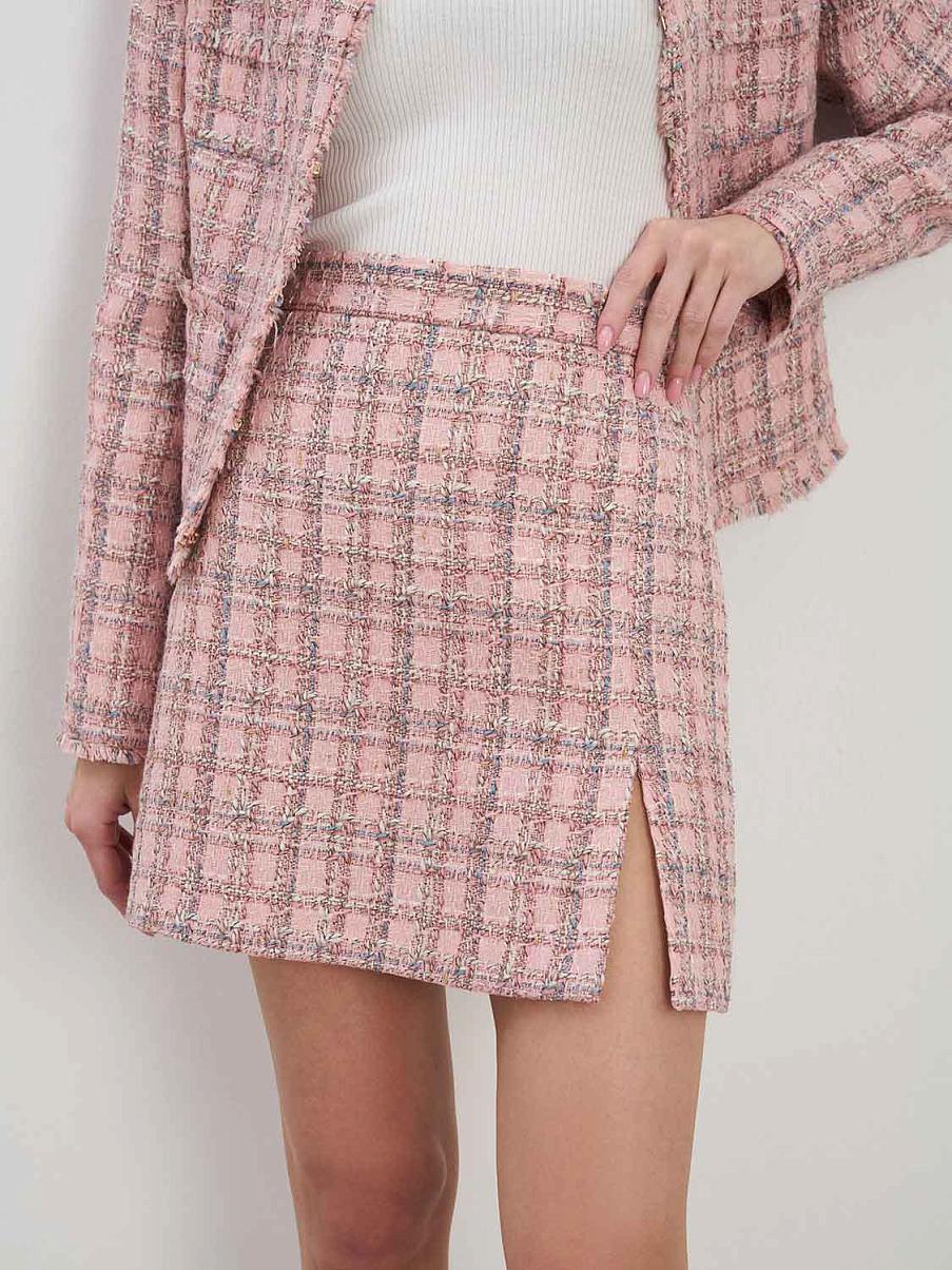 Твидовая юбка мини с разрезом
