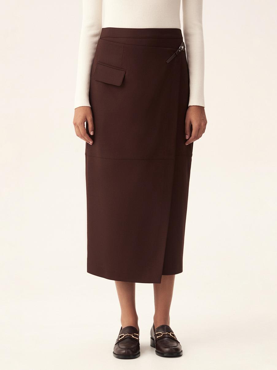 Юбка миди из шерсти на запах